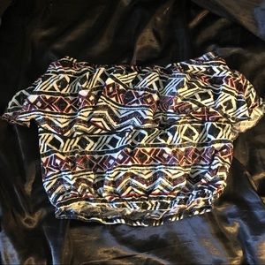 Wet Seal Ruffel Tribal Print Strapless Cinched Top